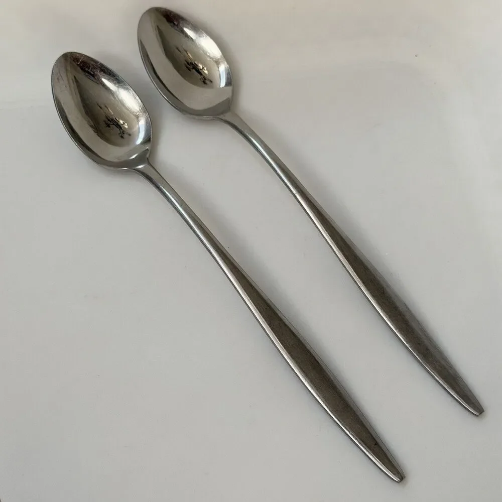2pc AMC Venice Iced Tea Spoons 7 1/2” Stainless Japan Satin